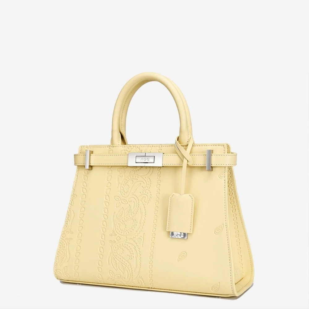 NDG PARIS 300MM Amarillo Paisley Embossed Women's Handbag New In box